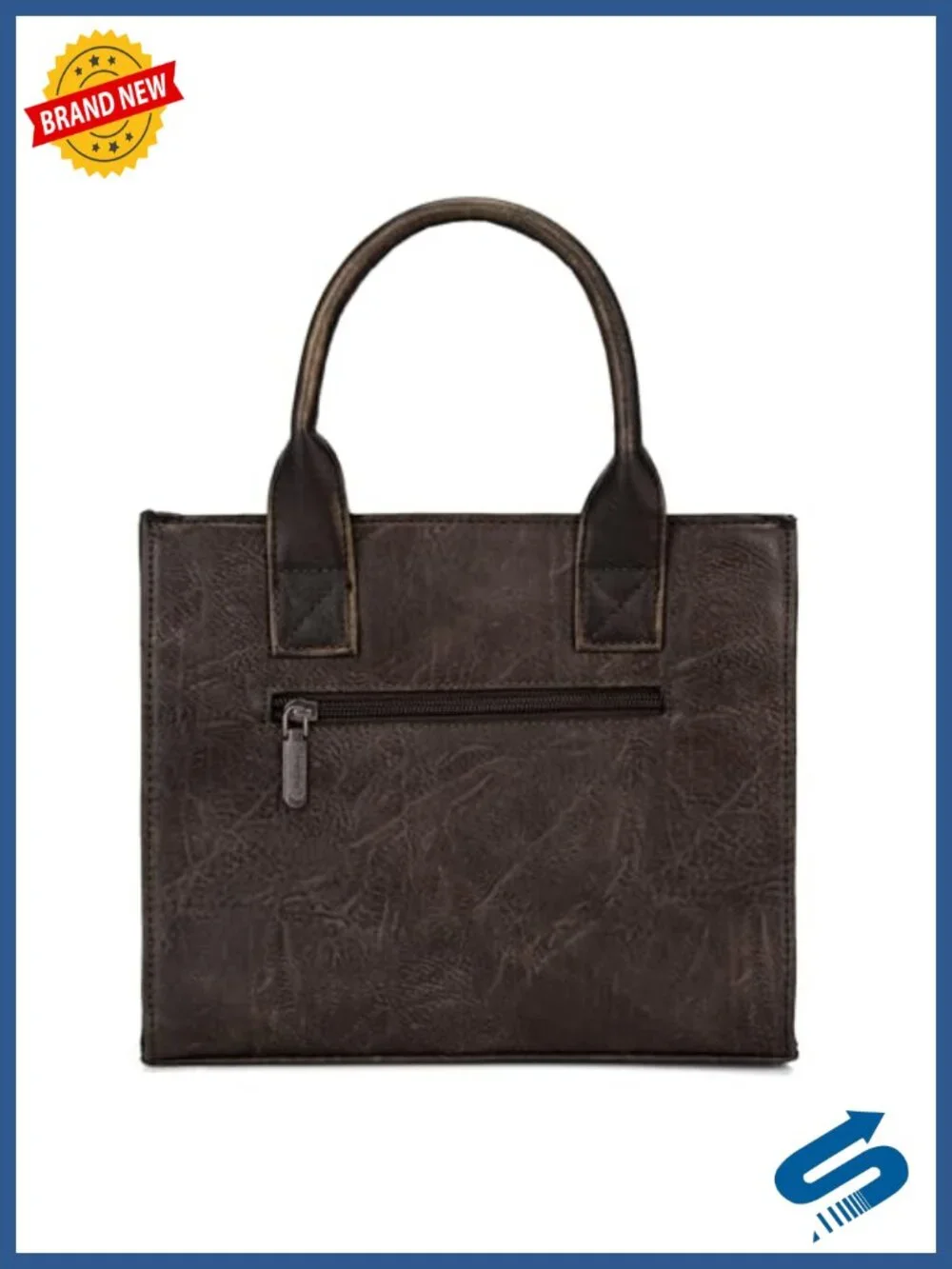Distressed Faux Leather Tote with Whipstitch Design Satchel Handbag Crossbody